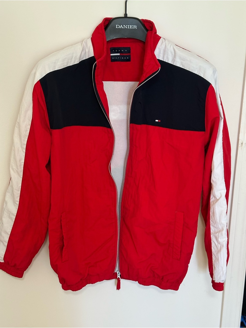 Tommy Hilfiger Red, Navy & White Colorblock Windbreaker Jacket